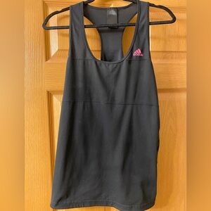 adidas Black Racerback Tank with Pink Logo